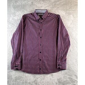 Johnston & Murphy Shirt Mens L Violet Pink Blue Business Office Flip Cuff